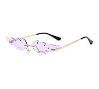 YUELUQU Fuoco Fiamma Occhiali da sole per le Donne Rimless Party Carino Del ballo di fine anno Occhiali di Halloween Moda Onda Rimless Occhiali Per Le Donne, Lilla, m