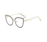 YUELUQU Occhiali da donna con filtro luce blu Elvis, montatura in metallo, senza forza, occhiali finti, montatura per occhiali, bloccano la luce blu di PC, TV e cellulare, Nero , m