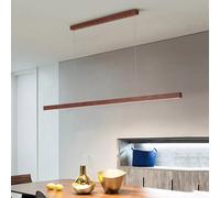 Yuelux Lampada a Sospensione LED in Legno Dimmerabile e Regolabile - Controllo Remoto con 3 Temperature Colore (3000K-6000K) per Cucina, Soggiorno e Sala da Pranzo (Noce, 80cm)
