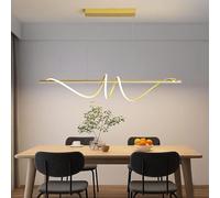 Yuelux Lampada LED Moderna Sospesa per Tavolo da Pranzo - Design a Linea con Telecomando, Luce Regolabile 3000K-6500K, per Cucina, Sala da Pranzo, Soggiorno, Bar e Ristorante (oro, 100cm)