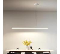 Yuelux Lampadario Sospensione a LED Dimmerabile con Telecomando, Altezza Regolabile per Cucina con Isola, Tavolo da Pranzo, Soggiorno e Ufficio Lampada Moderna a Soffitto per Interni (Bianco, 100cm)