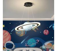Yuelux Lampadario Sospensione Bambini - Plafoniera LED Moderna a Forma di Pianeta, 45W Dimmerabile con Telecomando, Design Creativo Spaziale per Cameretta, Nursery e Area Giochi (Blu, 55cm)