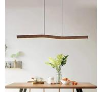 Yuelux Moderne LED Pendelleuchte 90cm - Dimmbar mit Fernbedienung (3000K-6500K), Höhenverstellbar, Holzoptik und Metall, 46W - Für Esszimmer, Küche und Wohnzimmer - Energieeffizient (120cm)