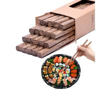 YUEMING 10 Paia Bacchette Cinesi, Bacchette di Legno, Bacchette Naturale Riutilizzabili, Set di Bacchette Regalo, Bacchette Giapponesi, Bacchette Asia per Sushi, Pasta, Riso, 25 cm