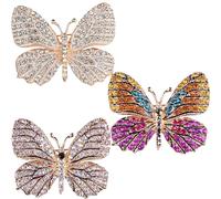YUEMING 3 Pezzi Spilla da Donne Elegante, Spilla a Farfalla Retro Spilla di Strass, Spilla con Cristalli Artificiali, Spilla Adatto a Tutte Le Donne È Il Miglior Regalo di Scelta