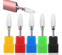 YUEMING 5 Pezzi Punte Fresa Unghie, Punta da Trapano per Unghie Manicure Kit di Trapano per Unghie Elettrico Ceramica per Unghie 3/32" Lime Trapani per Pedicure Punte per Unghie(A)