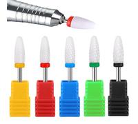 YUEMING 5 pezzi Punte in Ceramica per Fresa Bit in Ceramica Testa Ideali per Manicure e Pedicure, il Gel e la Pelle Morta Senza Danneggiare le Unghie