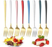 YUEMING 8 forchette da dessert multicolore in acciaio inox, 20,8 cm, per casa, cucina, ristorante
