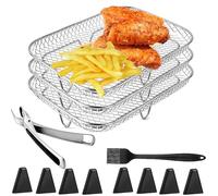 YUEMING Accessori Friggitrice ad Aria, 3 Strati Set di Accessori Airfryer Ninja Dual, Griglia Friggitrice in Acciaio Inossidabile per Friggitrice ad Aria da Ninja AF300EU e Altri Doppio Zona Airfryer