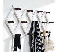 YUEMING Appendiabiti Estensibile in Legno con 13 Ganci Appendiabiti da Parete Attaccapanni Espandibile Appendiabiti a Parete per Ingresso Bagno Camera da Letto Ufficio