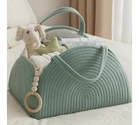 YUEMING Cestino Porta Pannolini, Organizer Fasciatoio per Neonati, Cesto Prodotti Neonato con Divisorio, Cestino Porta Pannolini Fasciatoio, Baby Pannolino Caddy Organizer (Verde)
