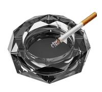YUEMING Posacenere in Vetro, Posacenere da Esterno, Posacenere in Vetro per Sigarette, Ashtray Posacenere da Tavolo per Balcone Casa Giardino Bar Ristoranti Hotel (Nero-15cm)
