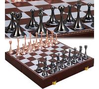 YUEMING Scacchi in Metallo, Magnetici Scacchi, Scacchiere da Viaggio, Set Scacchi Portatile Pieghevole Gioco, Migliori Regali per Bambini e Adulti, Scacchi Portatili Portaoggetti 30 * 30cm