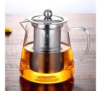 YUEMING Teiera in Vetro 550 ml, Teiera con infusore, Teiere Resistente al Calore in Vetro Borosilicato Trasparente con Filtro in Acciaio Inox per Tè Sfuso e Tè in Fiore, Caffè (550ml)