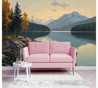 YueMingDi 3D Carta da Parati Barche Di Legno Laghi Autunno Foreste Vette | Murales Creativi e Moderni Per la Casa Studio Soggiorno Camera da Letto Divano Sfondi Decorazioni Murali di Lusso-150cm×105cm