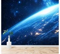 YueMingDi 3D Carta da Parati Bellezza Blu Spazio Terra Stelle | Murales Creativi e Moderni Per la Casa Studio Soggiorno Camera da Letto Divano Sfondi Decorazioni Murali di Lusso-200cm×140cm