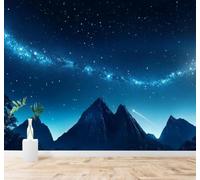 YueMingDi 3D Carta da Parati Cime Alberi Blu Via Lattea Cielo Notturno | Murales Creativi e Moderni Per la Casa Studio Soggiorno Camera da Letto Divano Sfondi Decorazioni Murali di Lusso-300cm×210cm