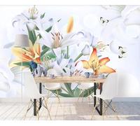 YueMingDi Giglio Giallo Floreale Farfalla Carta Da Parati Moderna Home Decor Home Decor Tv Background-300Cm×210Cm