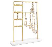 Yuemsh Earring Stand with Metal Frame, Spacious Jewellery Storage for Earrings, Bracelets, Necklaces, Stud Rings, and More - Grace Your Vanity Table, Ideal Gift Idea, Gold
