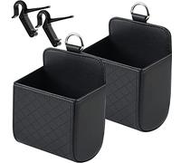 Yuemuop 2 Pezzi Organizzatore di Uscita di Ventilazione Auto in Pelle PU con Gancio Sacchetto Universale di Stoccaggio per Auto come Penna Chiave del Telefono Cellulare (nero)