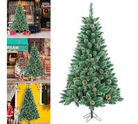 YUENFONG 120CM Albero di Natale Artificiale in PVC Verde Assemblaggio rapido Albero di Natale Pieghevole con Supporto Albero di Decorazione Natalizia (PVC Verde con Punta Bianca)