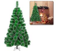 YUENFONG 120CM Albero di Natale Artificiale in PVC Verde con Aghi di Pino Laterali Bianchi Montaggio Rapido Albero di Natale Pieghevole Albero di Decorazione Natalizia (Aghi di Pino Laterali Bianchi)