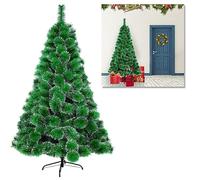 YUENFONG 150CM Albero di Natale Artificiale in PVC Verde con Aghi di Pino Laterali Bianchi Montaggio Rapido Albero di Natale Pieghevole Albero di Decorazione Natalizia (Aghi di Pino Laterali Bianchi)