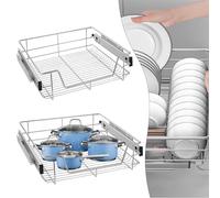 YUENFONG 2 cassetti telescopici da cucina, per armadi da 60 cm (larghezza effettiva 57 cm)