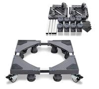 YUENFONG Base per lavatrice, piedistallo e telaio regolabili per lavatrici, asciugatrice e frigorifero, lunghezza e larghezza 45-75 cm, altezza 10-13 cm, 8 piedi + 4 ruote, grigio