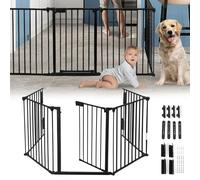 YUENFONG Cancelletto di Protezione, Cancelletto di Sicurezza Barriera per Bambini per Protettiva, Camino, Cani, Animali, Stufa,Pieghevole Grata Stufa Frieplace Guard in Metallo (Nero, 75 x 60cm)-5pz