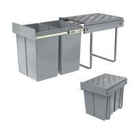 YUENFONG Pattumiera da incasso a 2 scomparti, 2 x 20 litri, con guide telescopiche, sistema di raccolta differenziata, 48 x 34,2 x 41,8 cm