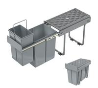 YUENFONG Pattumiera da incasso a 2 scomparti, 20 + 10 litri, con guide telescopiche, sistema di raccolta differenziata, 48 x 26 x 41,8 cm