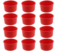 YUENPUN 12 stampi rotondi in silicone da 10,2 cm, antiaderenti, colore rosso, stampi per torte in silicone per mousse, muffin, budini, cupcake, pane