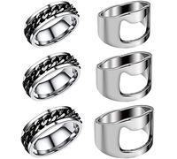 YUENX 6 Pezzi Apribottiglie Anello Apribottiglie Rings 19/20/21mm Apribottiglie da Birra Creativo Anello Girevole in Acciaio al Titanio a Catena