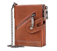 YUERYXH Portafoglio Bifold in Pelle da Uomo, Ortafogli Bifold da Uomo con Blocco RFID, Carta d'identità Porta Carte di Credito di Grande Capacità con 14 Slot Per Carte(Brown)