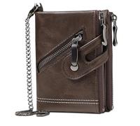 YUERYXH Portafoglio Bifold in Pelle da Uomo, Ortafogli Bifold da Uomo con Blocco RFID, Carta d'identità Porta Carte di Credito di Grande Capacità con 14 Slot Per Carte(Retro brown)