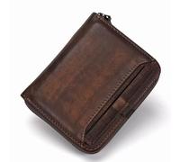 YUERYXH Portamonete per Protezione con Blocco RFID, Portafoglio in Pelle da Uomo Vintage Classico, Portafoglio Bifold per Carta d'identità(Brass)