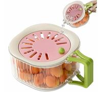 Yueser Scolapiatti, Porta Frutta Cestino di Scarico per Frutta con Coperchio e Manico Cestino per Lavare e Scolare Frutta e Verdura Filtro Per Frutta Ciotola Con Coperchio Contenitore Per Cibi Rosa