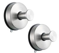 YUET 2 Pezzi Ganci Ventosa Portasciugamani, Acciaio Inox, Appendiabiti Portaoggetti Cucina per Porta Asciugamani Accappatoio, Gancio Appendini Senza Foratura, per Doccia Cucina Bagno (Argento)