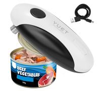 YUET Apriscatole Elettrico USB Ricaricabile, Apertura Automatica con Un Tocco, Senza Mani e Bordo Sicuro Levigato, Elettrodomestico Portatile per Anziani e Artritici, Mani Libere