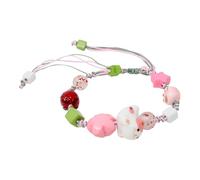 yueton 1 braccialetto intrecciato a mano a forma di gatto portafortuna con perline in ceramica colorata, adorabile braccialetto con perline a forma di stella