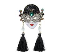 yueton Confezione da 1 spilla a forma di maschera in stile cinese, squisita spilla creativa con nappa lunga, per feste, Halloween, matrimoni