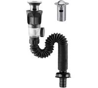YUETTYY Tubo di drenaggio deodorante per lavabo, set di tubi di scarico, tubo di scarico orizzontale per lavabo, tubo di scarico flessibile telescopico a parete dritta, 300-900 mm (nero)