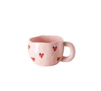 YUEVXN Tazza da latte in ceramica a cuore, tazza dipinta a mano con manico | Il design a cuore dipinto a mano aggiunge un tocco romantico e creativo ai tuoi bicchieri(Color1)