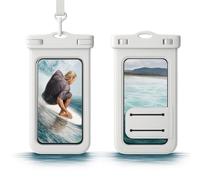 Yuexitech Custodia impermeabile per il nuoto, custodia impermeabile IPX8, custodia subacquea per iPhone 16, 15, 14, 13, 12 Pro XS, Samsung S24, S23, S22, Huawei P60 Mate 60 fino a 7,2 pollici, bianco