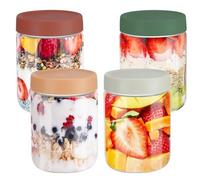 YUEYEE 4 bicchieri Meal Prep da 600 ml, ideali per Meal Prep e Overnight Oats, pratici contenitori per la conservazione, la marinatura e la preparazione di pasti multiuso Mason Jar
