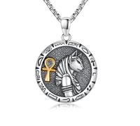 YueYuan Bastet Collana in argento sterling 925 con ciondolo a forma di gatto egiziano Bastet dea collana gioielli egiziani regali per uomini e donne, 0,94 Zoll (24 mm), Argento sterling, Nessuna