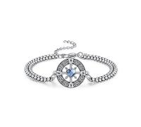YueYuan Bracciale da donna con bussola, in argento Sterling 925, con ciondolo a bussola, ispiratore, per uomini e donne, bussola, nan, cristallo