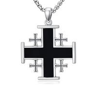 YueYuan Gerusalemme, collana a croce in argento Sterling 925, ciondolo a forma di croce cristiana, con croce gotica, regalo per uomo e donna