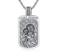 YueYuan Saint Medaglia Collana da uomo in argento Sterling 925 con ciondolo a medaglia, gioielli religiosi, regalo di compleanno, Natale, per la festa del papà, 1,10 Zoll x 0,67 Zoll/28 mm x 17 mm
